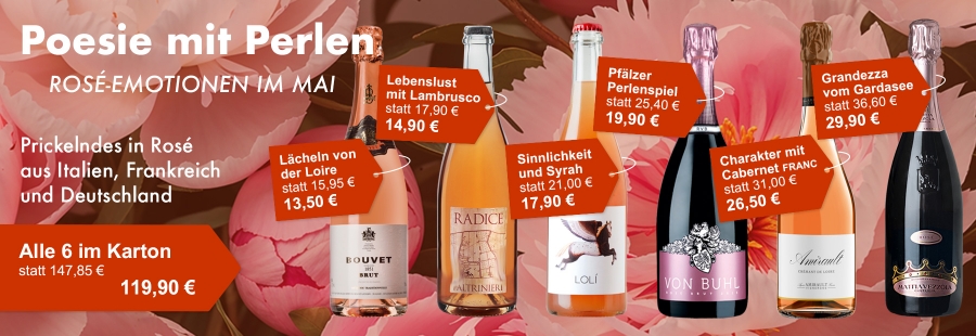 Blütenpracht und Lebenslust - Feiern Sie den Mai mit unseren hochwertigen Schaumweinen und Pet Nats in Rosé!